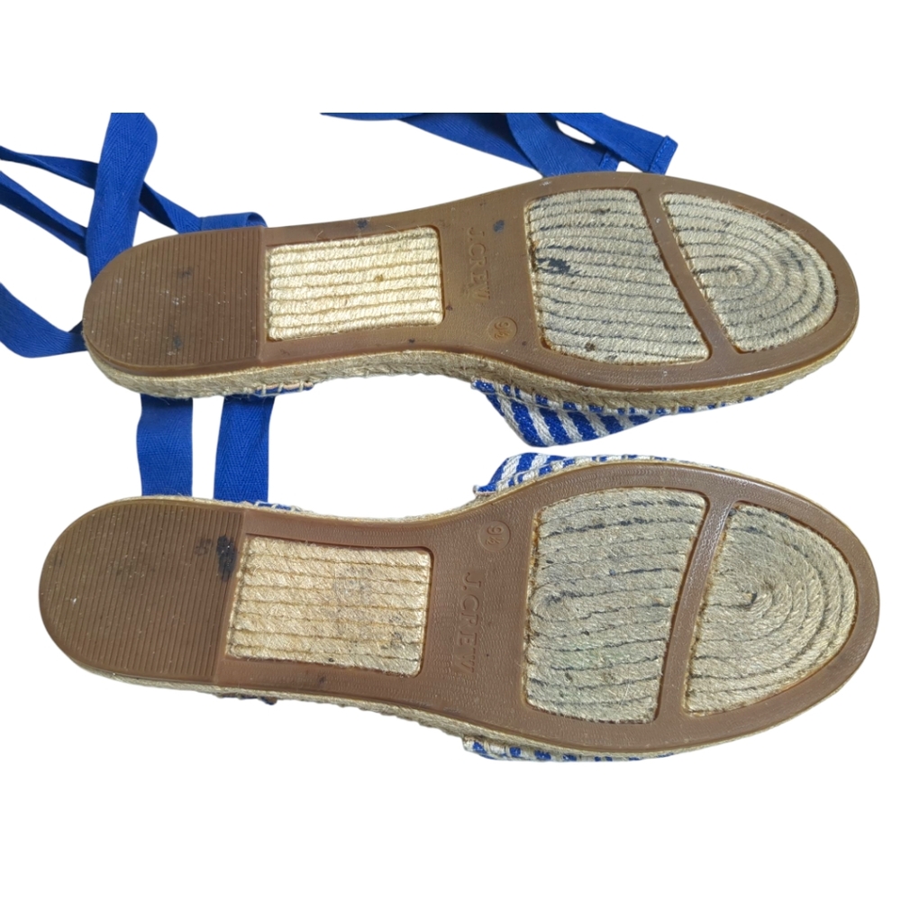 J.Crew Striped d'Orsay Lace-up Espadrilles Sandals Size 9.5 - Picture 4 of 4